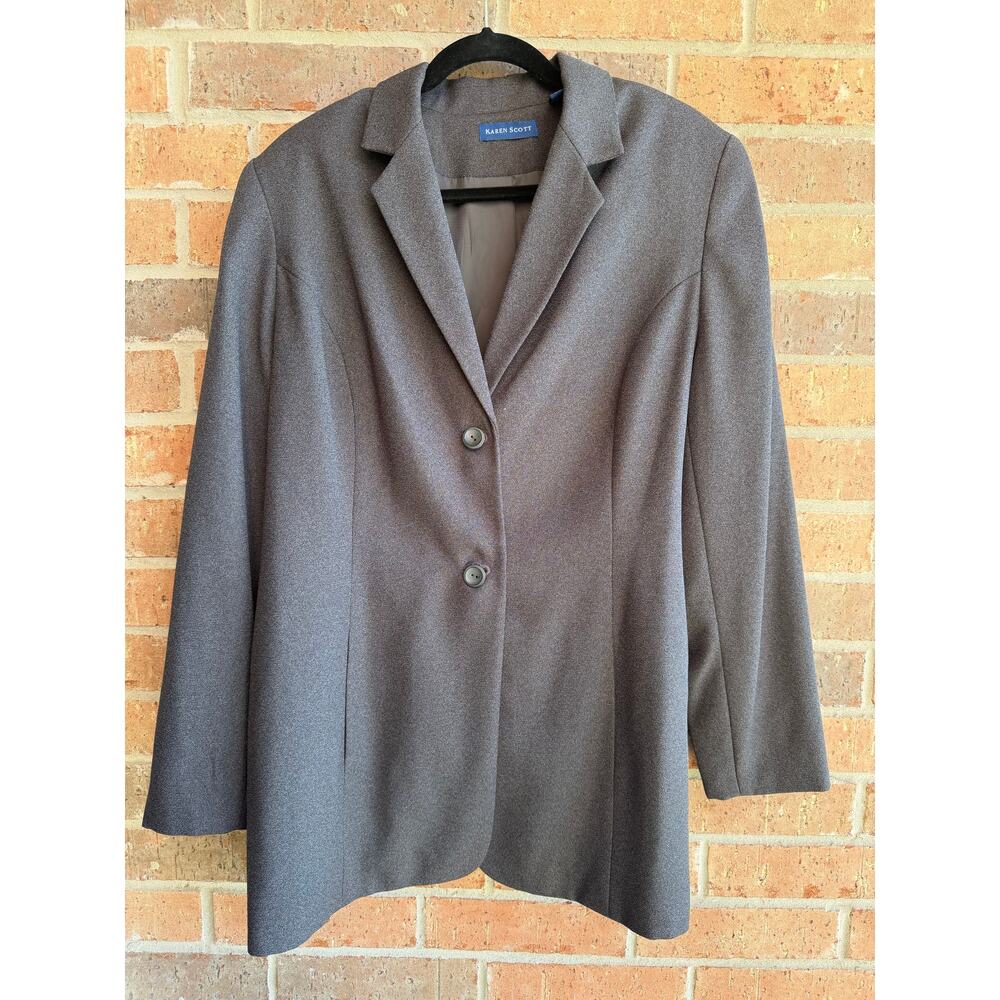 Karen Scott Womens Dark Gray Princess Cut Blazer Long Sleeve Classic Size 18 - Picture 2 of 4